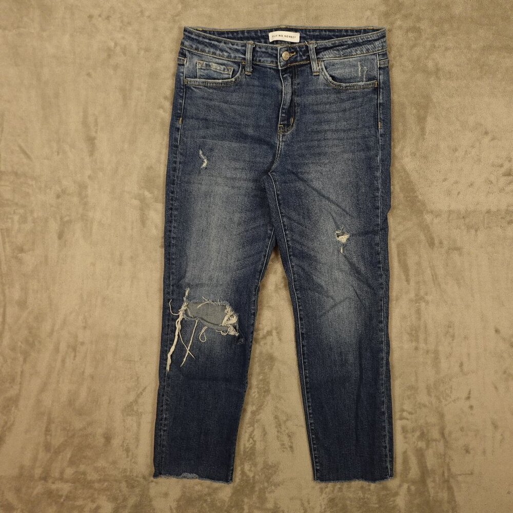 Flying Monkey jeans high rise straight women's 29 blue denim distressed‎